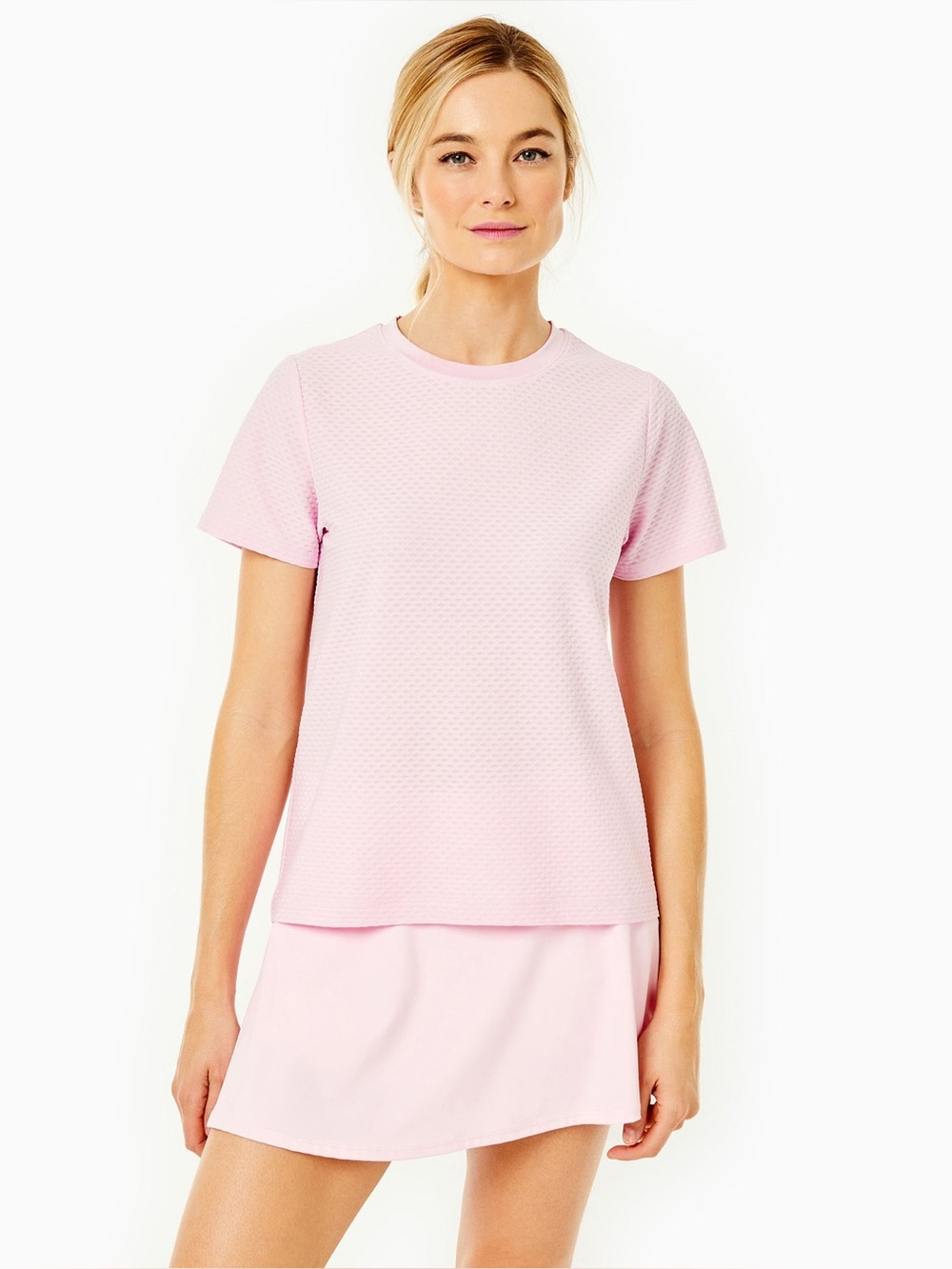Addison Bay Active Mesh Walnut Short Sleeve Top in Light Pink, Size XL